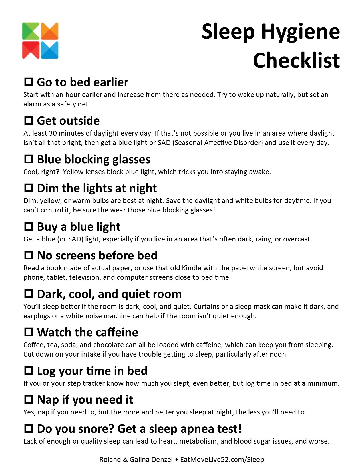 Sleep Hygiene Worksheets